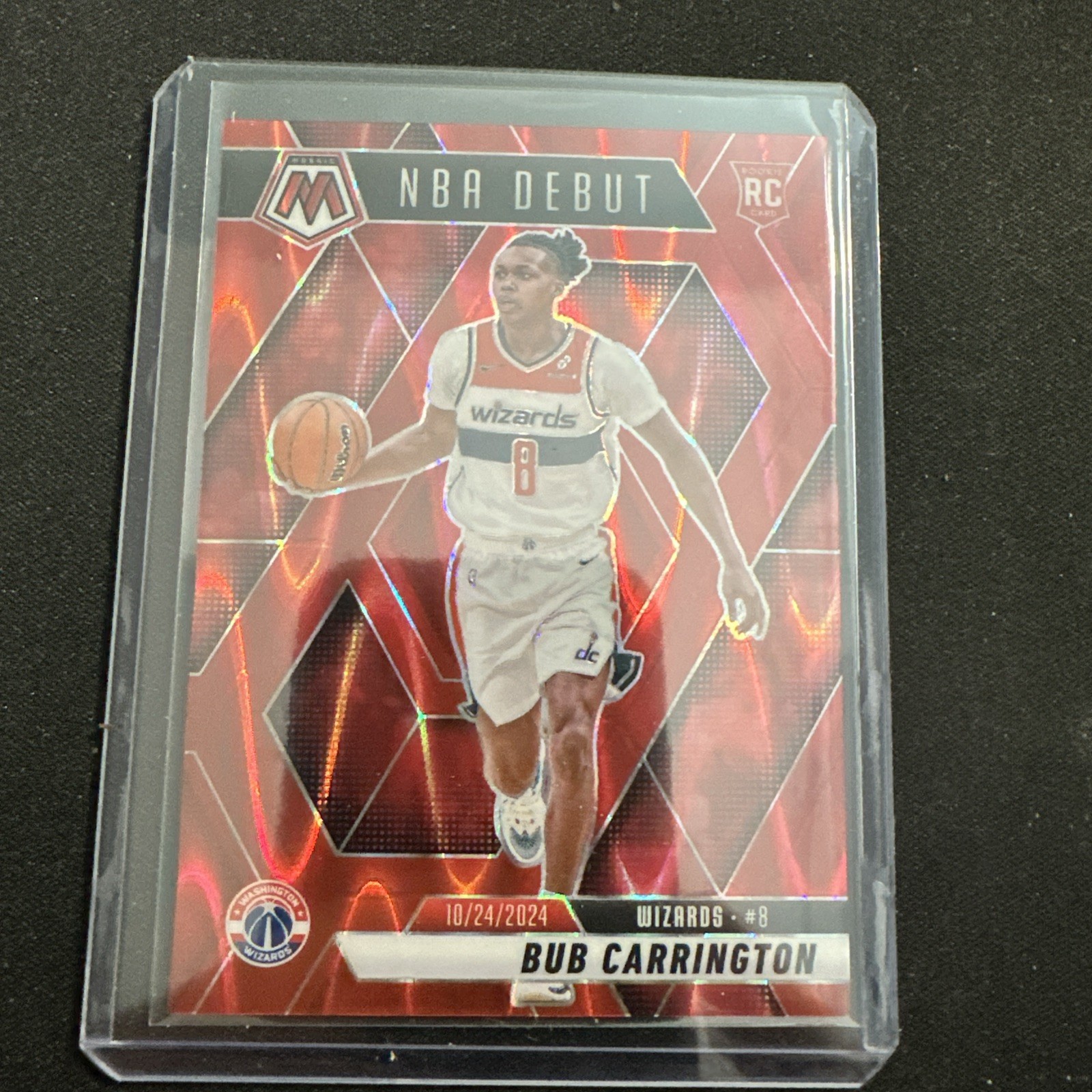 2024-25 Mosaic Basketball NBA Debut Red Seismic Bub Carrington #259 RC /299