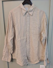 Brooks Brothers Regent Men's Long Sleeve Button Down Tan Check Size XL