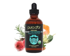 PURA D'OR 4 Oz Thickening Beard Oil Moisturizing Blend with Rosemary Biotin 4oz
