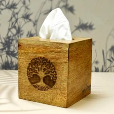 Tissue Box Cover Modern Wooden Square Tissue Box Holder Decorative Organizer
