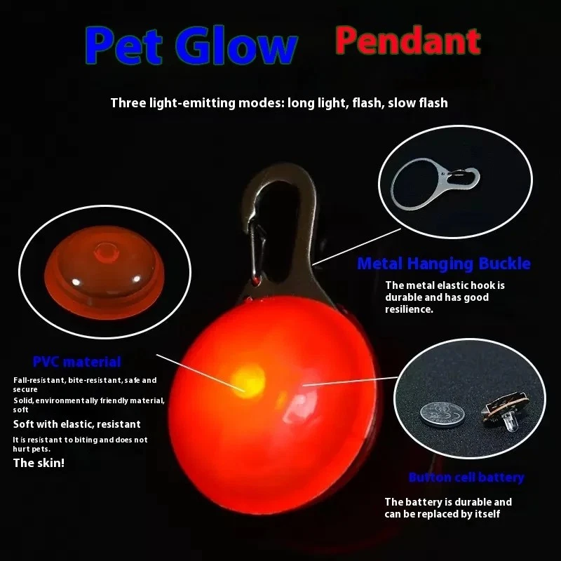 1x LED Dog Collar Safety Warning Lamp Night Clip Light Flashing Pet Pendant Tag - Image 4 of 4