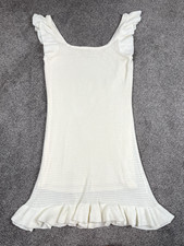House Of Harlow Dress Womens L White Knit Sweater Tank Ruffle Hem Knee Length