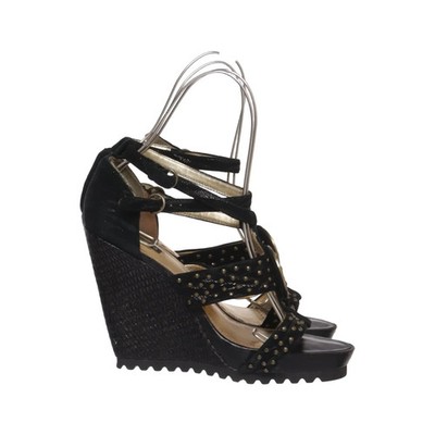 Mimco, Keilschuhe, Größe: 38, Schwarz/Gold, Leder, Damen, 12 #uJv