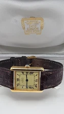 Must de Cartier Tank 18ct Gold on Sterling Silver Mid Size Watch in Cartier Box.