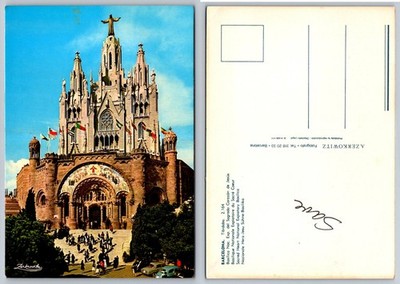 Barcelona Tibidabo Basilica Sagrat Cor Vintage Postcard Zerkowitz 1950s