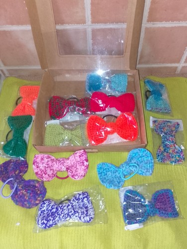 Hair Bobbles. Crochet'd Bow's, Hair Bobbles, Job Lot Of 14 all for £7 - Picture 5 of 11