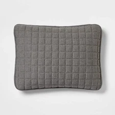 Room Essentials Cotton Blend Jersey Quilt Sham - Standard, Charcoal Black