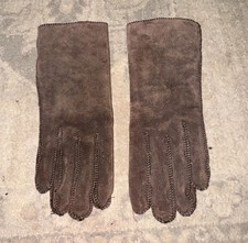 Aris 115 Brown Womens Sz. Small Suede Leather Hand Gloves Fully Lined
