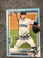 2021 Bowman Logan Gilbert #BP-58 Sky Blue Border /499 (RC) On Card Auto