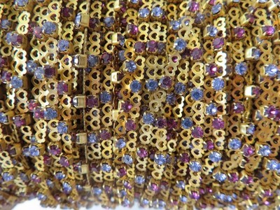 3 Feet Swarovski Rhinestone fancy Heart  chain 24pp Tanzanite,Amethyst. Brass
