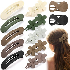 12 Pcs Flat Hair Clips for Women, French Concord Flat Claw Clips for Women, 3 St