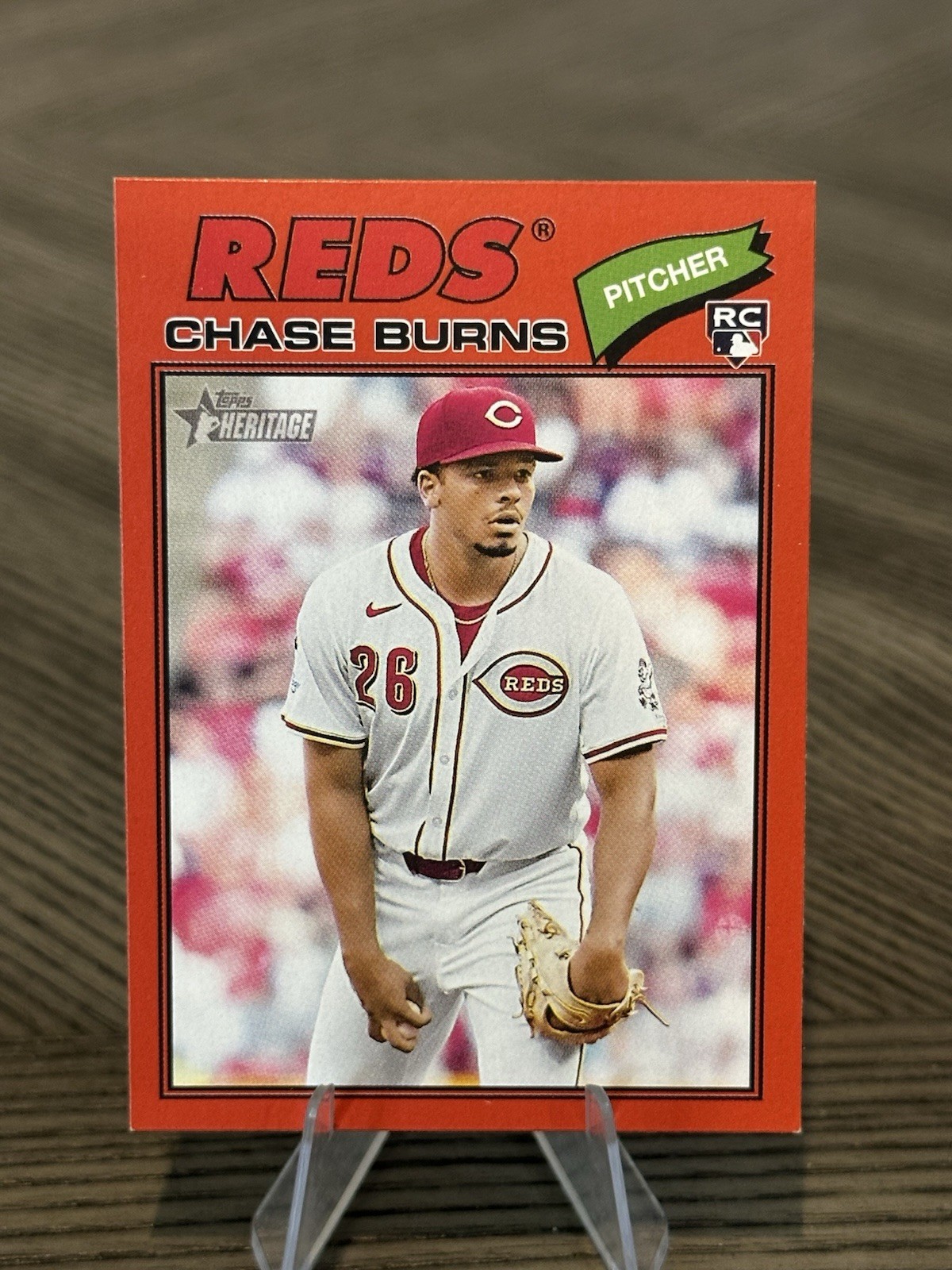 2026 Topps Heritage - Chase Burns #212 Red Border Cincinnati Reds RC