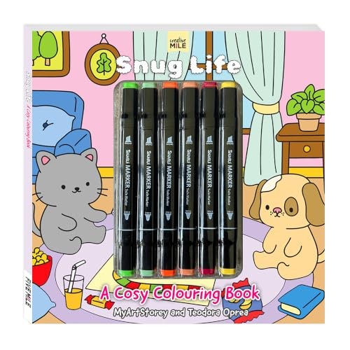 Five Mile Snug Life: A Cosy Colouring Book And Markers - Image 5