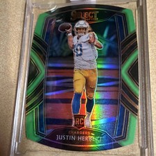 Panini Select 2020 Justin Herbert Chargers Neon Green Prizm Die-Cut Club #244