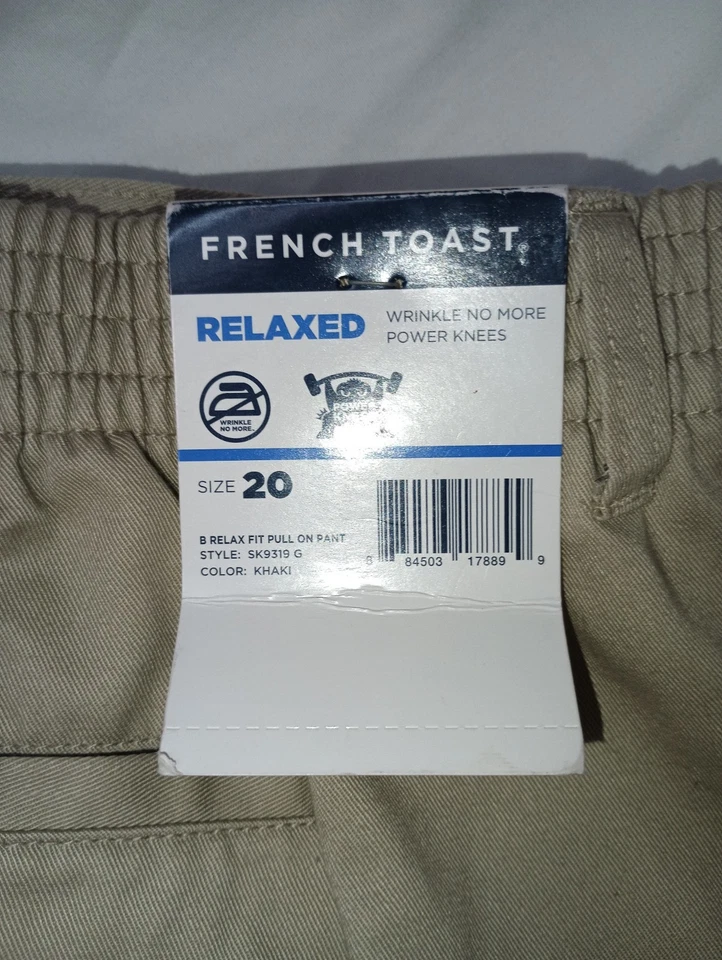 3双全新带标签法国烤面包男孩校服拉裤休闲版型裤子,尺寸 20 — 第 2/4 张图片