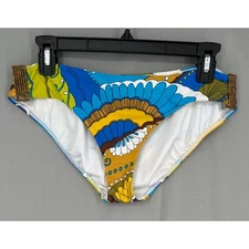 Trina Turk Swim Bottom Womens Large Blue Brown Paisley Boho Bikini Retro