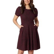 Draper James Maroon & Black Short Sleeve Glitter Knit Dress - L
