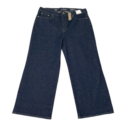 J. Crew Womens ‘96 Slim Wide Leg Jeans Resin Rinse Hi-Rise Crop Ankle Length 32P - Picture 2 of 9