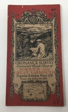 1921 Ordnance Survey Road Map of Norwich and Great Yarmouth England UK