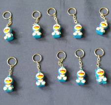 Doraemon Lot of 10 Rubbermaid Keychains w/ Detachable Keyring Blue White Red