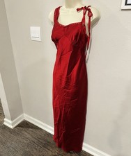Vintage Y2K Victoria s Secret Long Shoulder Tie Red Dress Gown Slip Medium