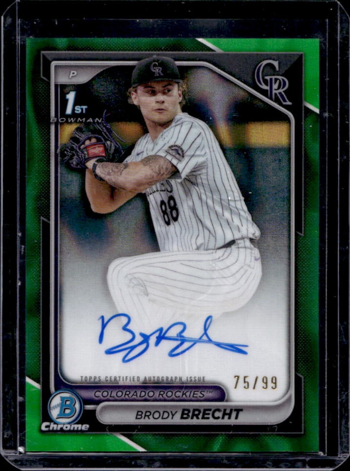 2024 Bowman Draft Brody Brecht Chrome Auto Green Lava Refractor 1st #75/99