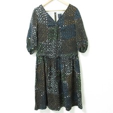 Mina Perhonen Silk Linen VNeck Dress Multi Color Women's Size 36 Used