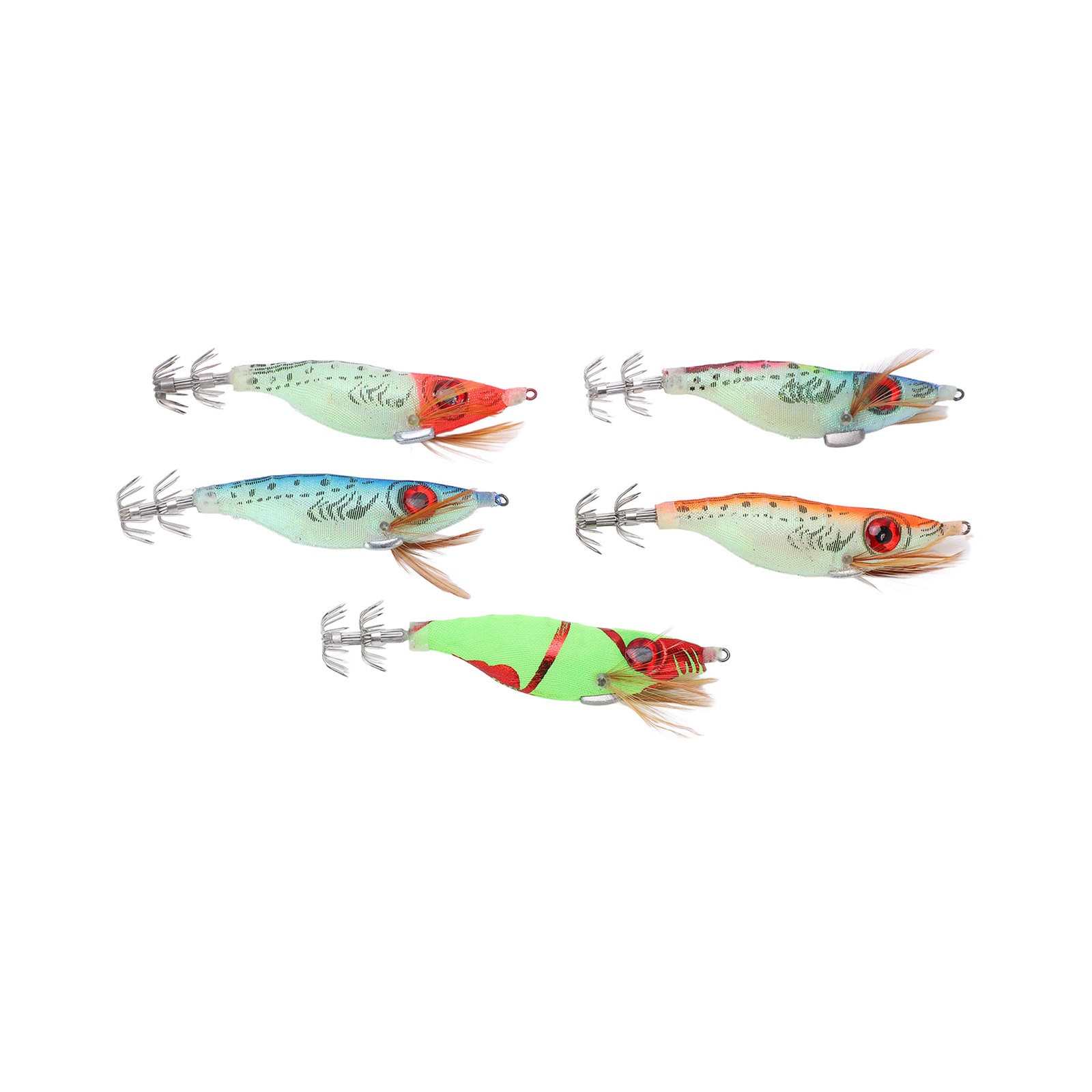 5PCS Fake Wood Shrimp Bait Fishing Wobbler Squid Jig Artificial Lures BA