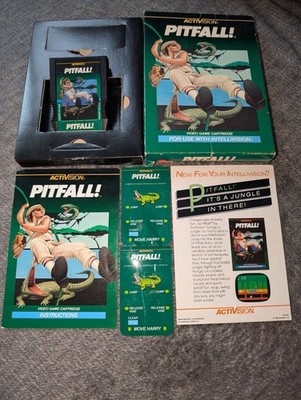 1982 Pitfall Activision Intellivision Cartridge, Box, Overlay, & Insert! Tested!