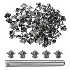 50pcs Pyramid Rapid Rivet 7mm Rapid Punk Spikes Leathercraft Decoration, Grey