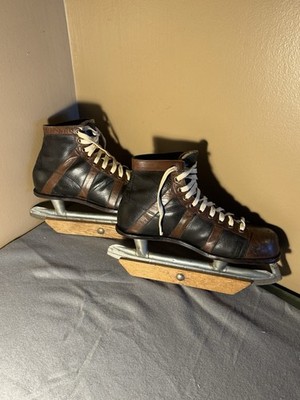 Vintage 1950 s Bauer Silver Arro Men s Skates Size 9  Blade Covers Included