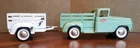 Vintage 1963 Tonka Step Side Pickup Truck & Trailer Set Seafoam Green and White