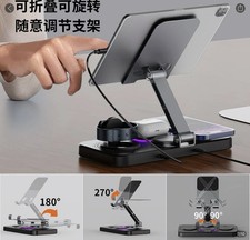 4-in-1 Qi Wireless Charging Stand Dock Desktop Matte Black w/ Cablen