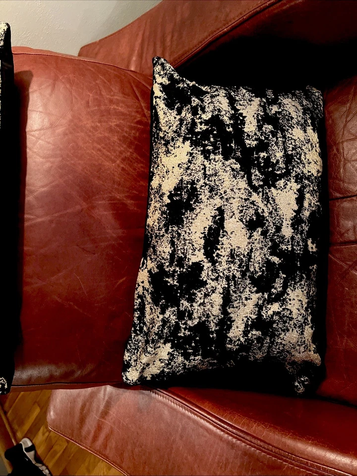 CALDEIRA Macys 265$ Designer Pillows 100% Duck Feather 24" X 14" Black Blended - Image 3 of 4