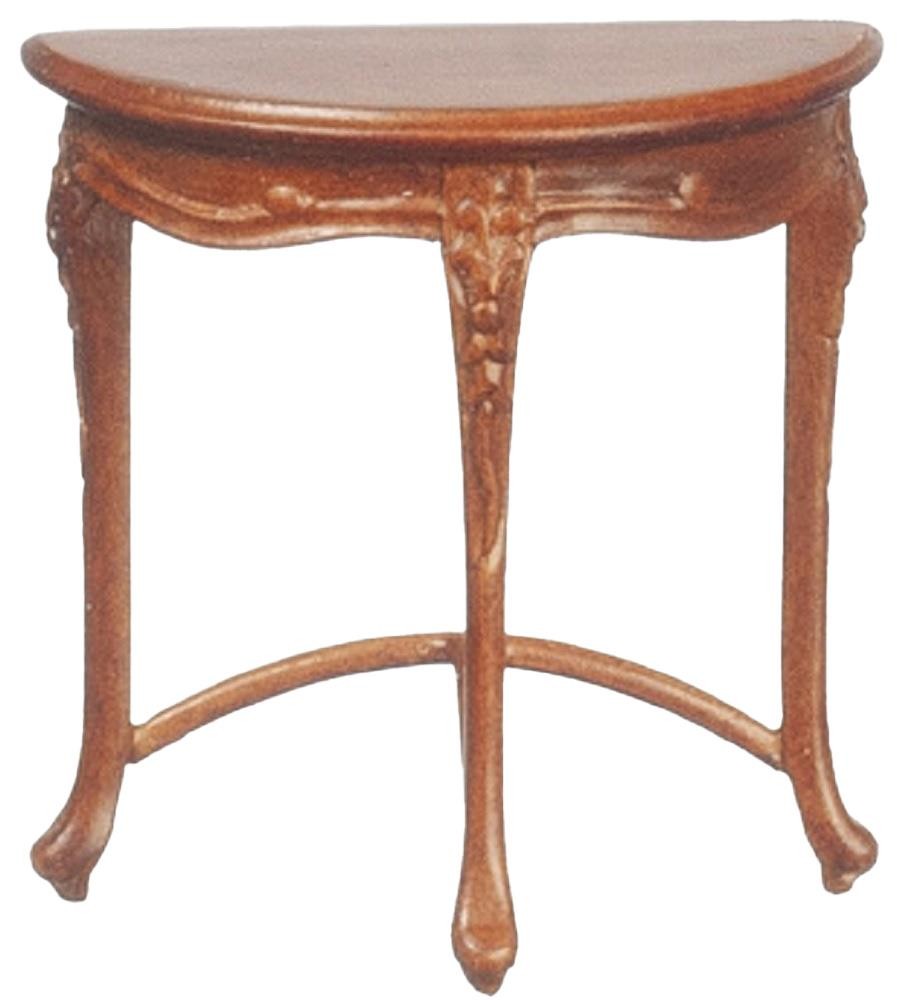 Dolls House Walnut Art Nouveau Half Moon Demi Table JBM Miniature Hall Furniture