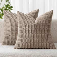 Pack of 2 Corduroy Decorative Euro Sham Throw Pillow Covers 22x22 Inch Soft Boho