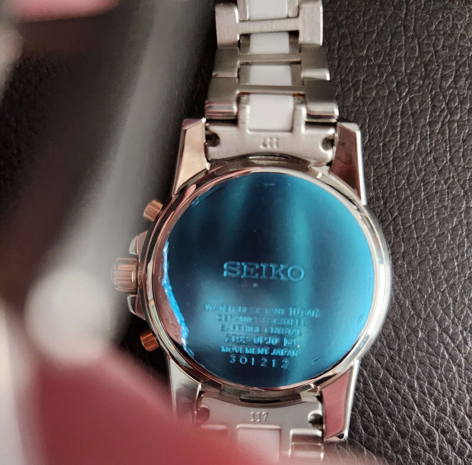 Seiko Women’s Sportura Two-Tone Ceramic Chronograph Watch. image 6
