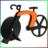 Fahrrad Pizzaschneider Edelstahl Klinge Antihaftbeschichtung Orange
