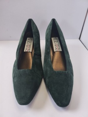 New  Vintage Mootsies Tootsies Womens Shoes Heels Leather Suede Velvet Green Z9M