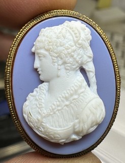 Antique 1870's Victorian HARD STONE BACCHANTE CAMEO Gold Filled 9.8gr 32 X 24mm