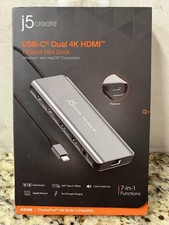 Brand New j5 Create JCD398 USB-C Dual 4k HDMI 10Gbps Mini Dock