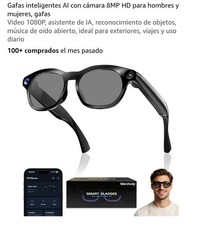 Warchody GP10-7D77 AI Smart Glasses with Camera, USB-C Charging, Black