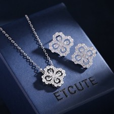 Wedding Bridal CZ Jewelry Set Zirconia Necklace Earrings Set