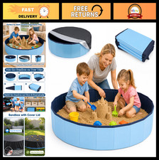 Kids Sandbox with Lid, 39inch Large Portable Sandbox for Outdoor  Indoor Play