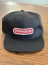 VTG Conoco Snapback Hat Black 70’s 80’s Embroidered Patch OSFA Kati Sportswear