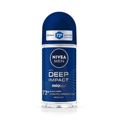 2 X NIVEA MEN Deep Impact Freshness Underarm Roll On Deodorant for Men 50ML SF.