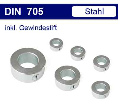 Stellringe mit Gewindestift - Stahl verzinkt 4-30mm - DIN 705 - Stellring A4-A30