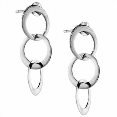 925 Silber verschlungene baumelnde flache Kreis Ohrringe