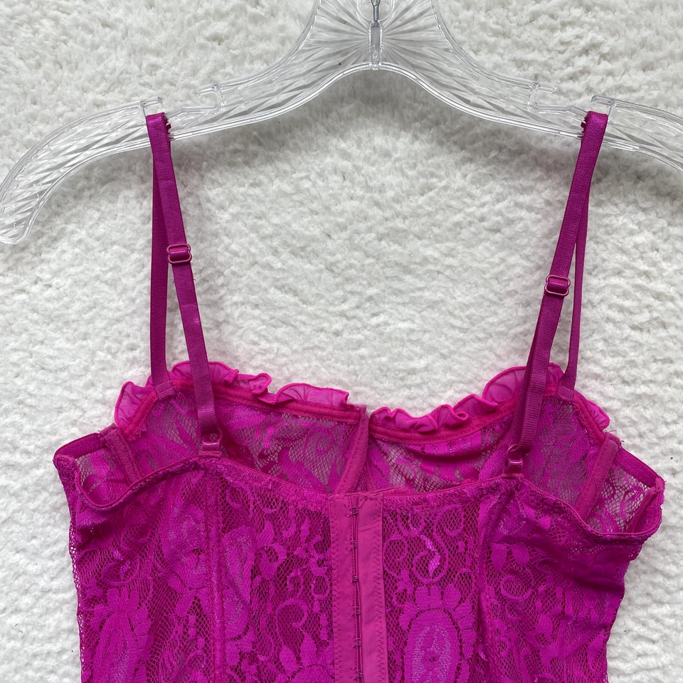 Sexy corsé bustier vintage Y2K grande rosa de encaje deshuesado con cordones eduardiano Foto 4 de 4