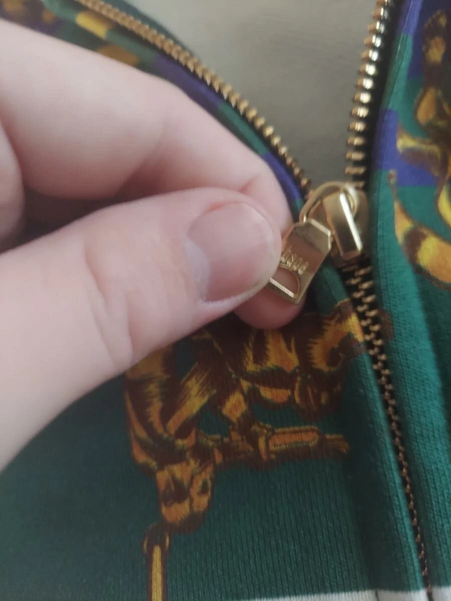 A BATHING APE (BAPE) FELPA CON CAPPUCCIO VERDE DOPPIA TESTA DI SCIMMIA CERNIERA XXL 2XL USATA 1 VOLTA